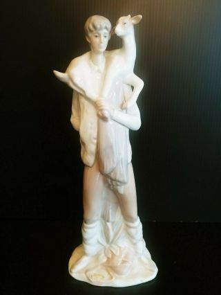Lladro Figure Man With Lamb 11 Inches Tall