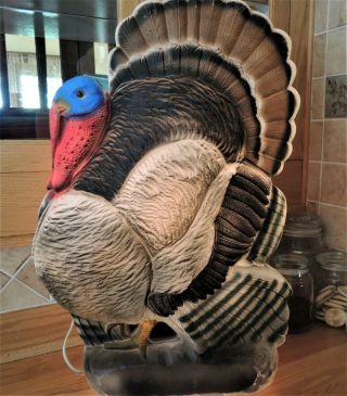 Vintage Thanksgiving Lighted Blow Mold Turkey By Don Featherstone 25 " Union