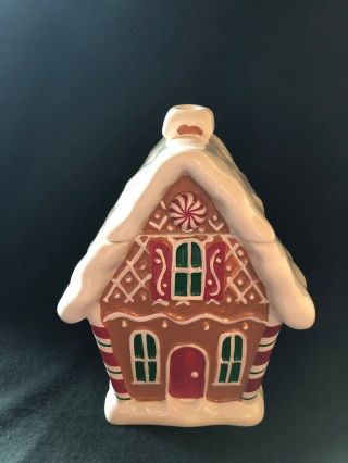Gingerbread House Christmas Cookie Jar 9x5x5,  Cond.  Teleflora 2