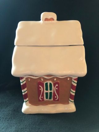 Gingerbread House Christmas Cookie Jar 9x5x5,  Cond.  Teleflora 3