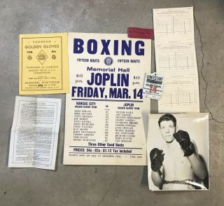 Vintage 1940 Golden Gloves Kansas City Boxing Poster Programs Score Picture