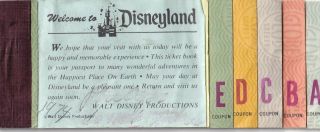 Ephemera: 1974 Disneyland Adult Coupon Booklet,  All 11 Coupons Intact