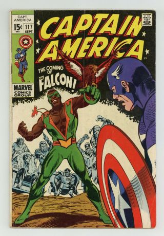 Captain America 117 Gd/vg 3.  0 1969 1st App.  And Origin The Falcon