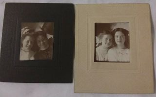 2 Vintage Old 1900 Mini Cdv Photos Young Women Girls Friends With Freckles