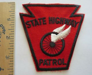 Pennsylvania State Highway Patrol Patch Winged Wheel On Red (made In The 1980s)