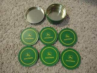 John Deere Metal Coasters & Storage Tin Set - 6 Coasters