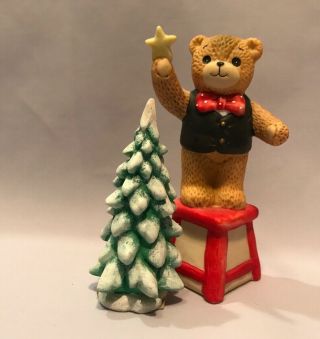 Lucy And Me Christmas Bears Dad On Stool Star ⭐️ Tree Figure Enesco 1984 F1