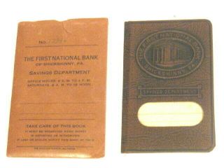 Vintage 1st National Bank Shickshinny Pa Embossed Savings Book & Envelope.