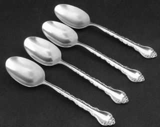 4 International Silver Deluxe Gigi Oval Soup Spoons Stainless Flatware Retired