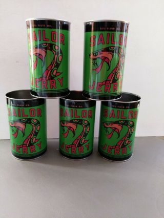 5 Sailor Jerry Spiced Rum Tin Metal Drinking Cup Glasses Barware Snake Booze