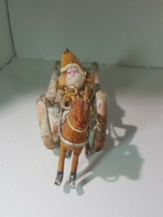 Vintage Christmas Santa Sleigh Reindeer Paper - Mache Figures Christmas Ornament