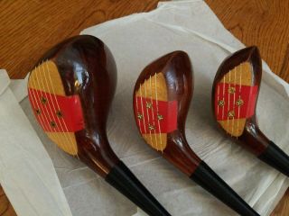 Vintage Titleist Tour Model Solid Persimmon Wood Driver,  3 & 4 Woods