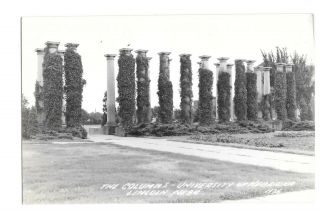 Vintage Rppc Postcard The Columns University Of Nebraska Lincoln Nebraska
