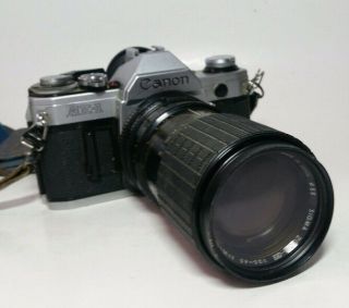 Canon Ae - 1 35mm Vintage Film Camera With Sigma Zoom 35 - 105mm Lens