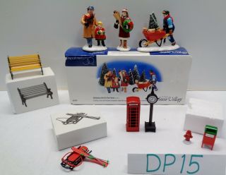 Department 56 Snow Village Bench Skis Visit To The Florist Phone Booth Mail Dp15