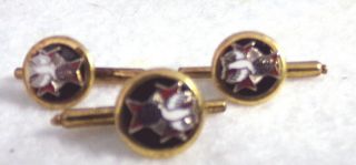 3 Vintage Knights Of Columbus Tuxedo Push Buttons Lapel Emblem Dove Cross World