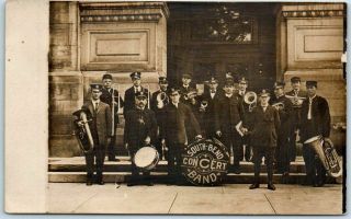 1910s Indiana Rppc Real Photo Postcard " South Bend Concert Band " Musicians