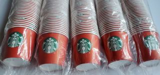 200 Starbucks Holiday Logo Disposable Paper Cups Sample Sz Christmas 2