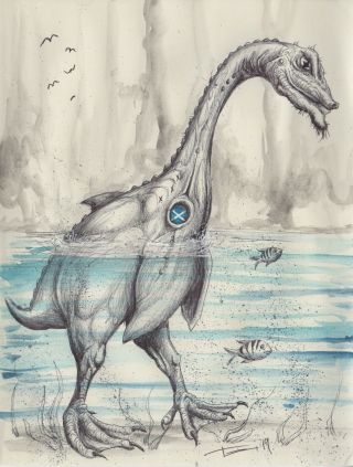 Drawlloween Cryptid ‘loch Ness Monster’ Sketch Art By Tai