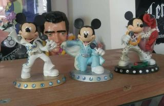 3 Elvis Mickey Mouse Figurines