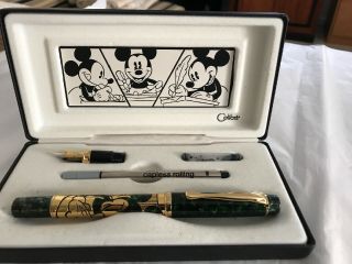 Disney Mickey Mouse Colibri Metal Fountain Pen And Ink Pen With Case