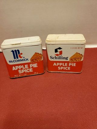 2 Vintage Tins Mccormick & Schilling Apple Pie Spice W/pie Slice Picture
