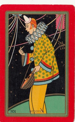 1 Swap Playing Card Usnn - Decoyer - Art Deco Clown Mandolin Party