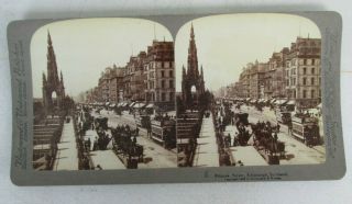 Princes Street,  Edinburgh,  Scotland Stereoview Underwood & Underwood 1896