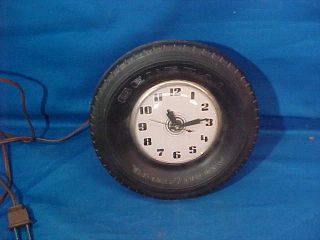 Orig 1930s General Tire Co Desk Top Advertising Rubber Tire Clock