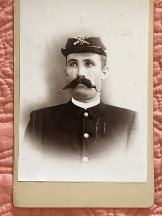 Indian War Cdv Photograph - 23rd Infantry,  Co.  A - Soldier In Kepi W/ Cool Mustache