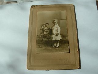 Cdv Of A Child With Rocking Horse Type Bicycle.  Antique Photograph.