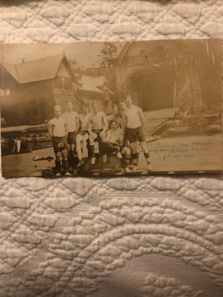 Rppc Group Handsome College Men 1907? Rowing Crew Muscles Bulge Gay Boat House