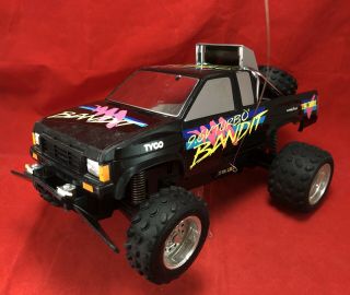 Vintage Tyco Rc 9.  6v Turbo Bandit Truck Black/neon/pink Vehicle Only