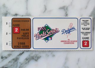 Vintage 1988 World Series Ticket Stub Game 2 Dodgers Vs Oakland A 