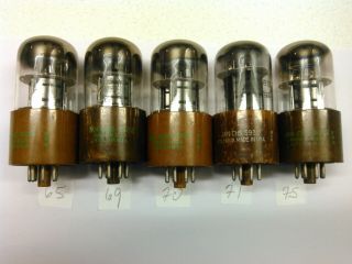 (5) Vintage Sylvania 5932 Vacuum Tubes 6l6 Overbuilt Military Issue Made Usa 50s