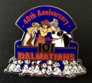 Old Le Disney Pin 40th Anniversary 101 Dalmatians Roger Anita Maid 11 Puppys