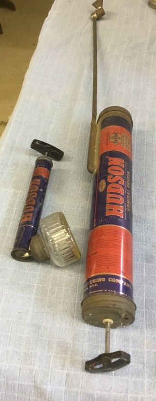 Huge Vintage 41 1/2 " Hudson Bug Sprayer Duster & Clear Glass Sprayer.