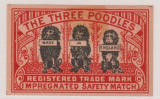 Old Matchbox Label United Kingdom,  The Three Poodles