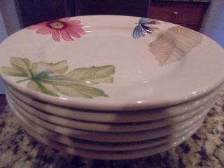 6 Longaberger Botanical Fields Luncheon Plates Condtn Low Fast Shipng
