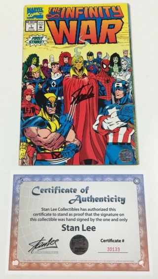 Marvel Infinity War 1 Signed By Stan Lee W/coa Spider - Man Avengers Movie