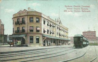 Spokane Washington Electric Terminal Depot Inland Empire System 1910 Postcard