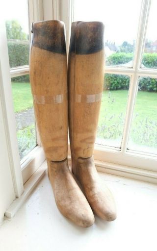 Tom Hill Vintage Riding Boot Trees / Lasts Beechwood Wooden Hunting Uk 9