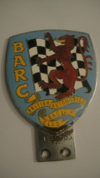 Vintage Enamel Barc British Automobile Racing Club Car Badge