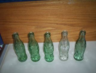 5 Coke Cola - Cola 6oz Soda Pop Bottles Clear Canada & Green Usa Assorted Cities