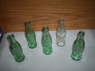 5 Coke Cola - Cola 6oz Soda Pop Bottles Clear Canada & Green USA Assorted Cities 2