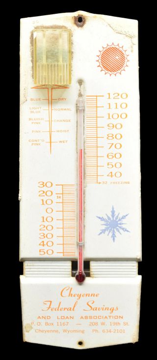 Vintage Cheyenne Federal Savings And Loan Advertising Metal Thermometer Wyoming