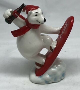 Coca Cola 1995 Polar Bear Figurine - Bear Surfing