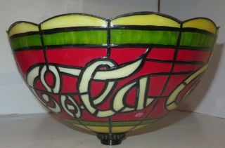 COKE COCA - COLA PLASTIC FLOOR LAMP SHADE STAINED GLASS DESIGN 12” Great 2