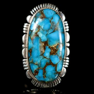Old Pawn Vintage Navajo Mosaic Turquoise & Sterling Silver Ring Size 8
