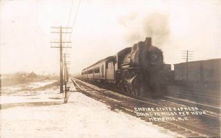 Memphis,  Ny,  Empire State Express Train Going Thru Town Real Photo Pc 1908
